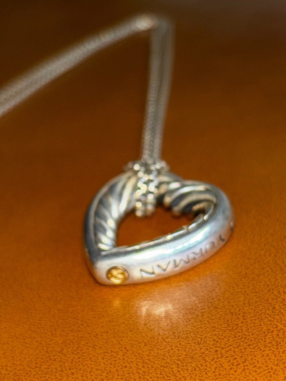 David Yurman Silver Cable Heart Pendant Necklace - Picture 10 of 13